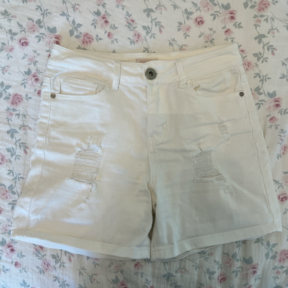 Stylish High Waist Cream Women's Shorts